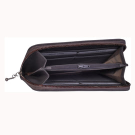 Womens Natural Dark Grey Leather Purse -