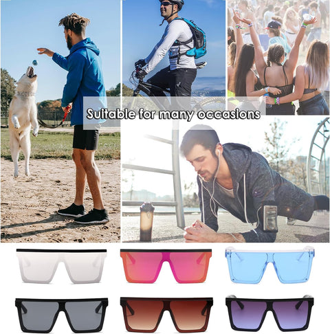 Flat Top Oversized Sunglasses - Square Sunglasses for Women Men Mirrored Rimless Sun Glasses Big Frame Fashion Shades UV400 Protection