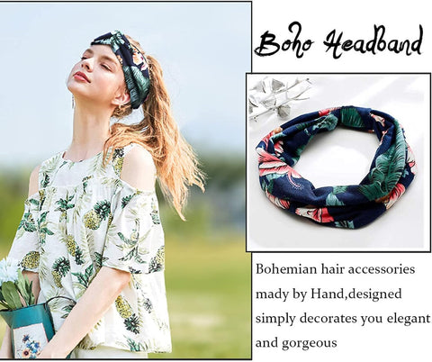 Wide Headbands for Women's Hair Headband Soft Head Bands Adult Women Hairband Turban Flower Cotton Head band Everyday Yoga Sport Fitness