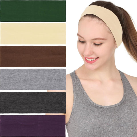 6Pcs Stretchy Elastic Headbands, Cotton Sports Hairband for Women Girls, Suitable for Yoga, Pilates, Running, Cycling