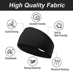 2 PCS Elastic Sports Headbands for Men/Women - With Inner Grip Strip to Keep Headband Securely in Place | Fits ALL HEAD SIZES | Sweat Wicking Fabric to Keep your Head Dry & Cool