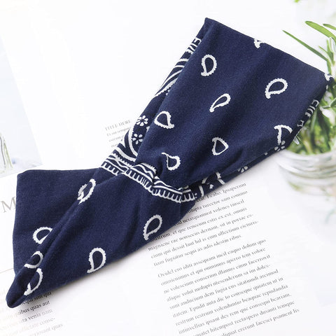 Wide Hair bands for Women Boho Headbands for Women's Hair Elastic Soft 6 Pieces Headband Print Head bands Adult Women Accessories Yoga Sports Hairband Multicoloured Thin Headscarf