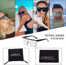 Load image into Gallery viewer, Flat Top Oversized Sunglasses - Square Sunglasses for Women Men Mirrored Rimless Sun Glasses Big Frame Fashion Shades UV400 Protection