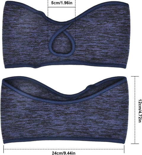 2 Pieces Running Headband Fleece Ear Warmers Headband with Ponytail Hole Thermal Ear Muffs for Sports Running Cycling Winter Headbands for Women Ladies Girls (Navy/Coffee)