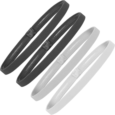 Elastic Sports Headbands 4 Packs Athletic Exercise Sport Football Non-Slip Silicone Grip Thin Headpiece Mini Sweatband Headwear Yoga Outdoor