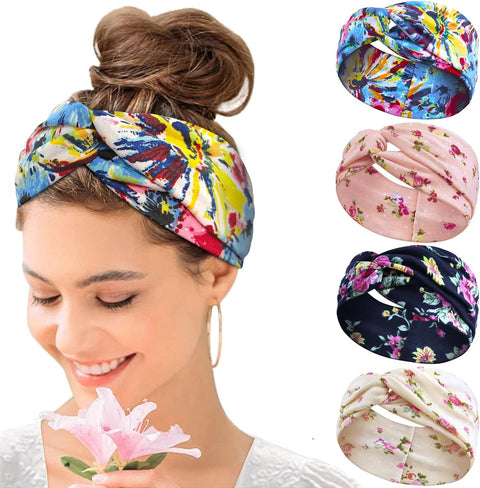 Wide Headbands for Women's Hair Headband Soft Head Bands Adult Women Hairband Turban Flower Cotton Head band Everyday Yoga Sport Fitness