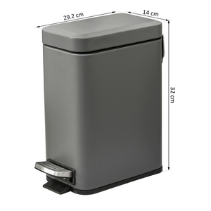Compact 5L Steel Trash Can with Quiet-Close Lid for Seamless Clean-Up
