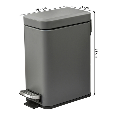 Compact 5L Steel Trash Can with Quiet-Close Lid for Seamless Clean-Up