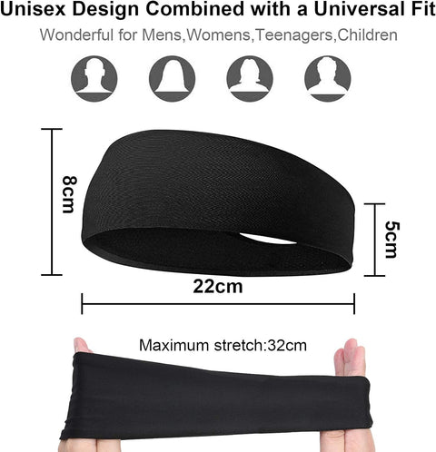 2 PCS Elastic Sports Headbands for Men/Women - With Inner Grip Strip to Keep Headband Securely in Place | Fits ALL HEAD SIZES | Sweat Wicking Fabric to Keep your Head Dry & Cool