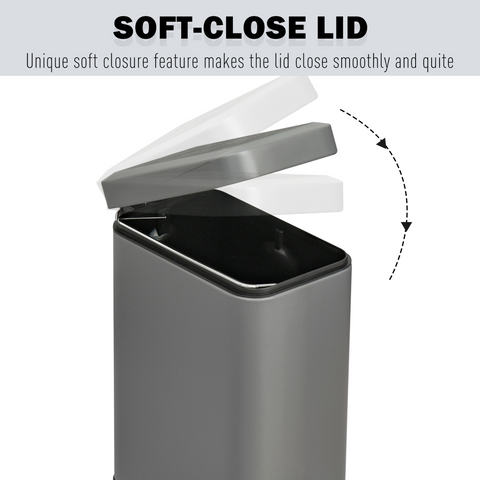 Compact 5L Steel Trash Can with Quiet-Close Lid for Seamless Clean-Up