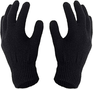 12 Pairs Thermal Magic Stretch Gloves – Unisex Winter Warm Gloves for Men & Women, Soft Acrylic Knit, One Size, Black