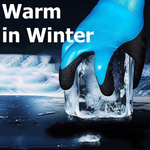 2 Pairs Waterproof Thermal Work Gloves – Polar Fleece Lined, Double Latex Grip Gloves for Cold Weather & Outdoor Use