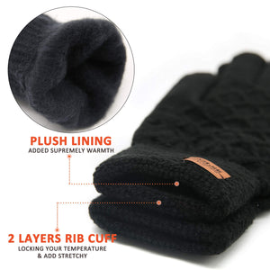 Winter Touchscreen Knit Gloves for Men & Women – Soft Lining, Warm Thermal Acrylic Gloves for Cold Weather