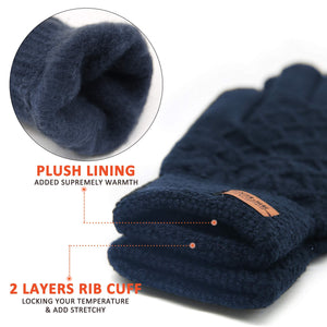 Winter Touchscreen Knit Gloves for Men & Women – Soft Lining, Warm Thermal Acrylic Gloves for Cold Weather