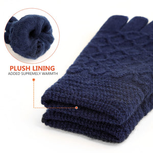 Winter Touchscreen Knit Gloves for Men & Women – Soft Lining, Warm Thermal Acrylic Gloves for Cold Weather