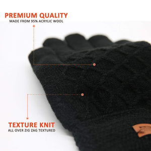 Winter Touchscreen Knit Gloves for Men & Women – Soft Lining, Warm Thermal Acrylic Gloves for Cold Weather