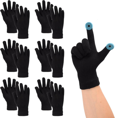 6 Pairs Knitted Touchscreen Winter Gloves – Thermal Magic Stretch Warm Mittens for Men & Women