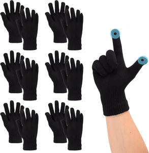 6 Pairs Knitted Touchscreen Winter Gloves – Thermal Magic Stretch Warm Mittens for Men & Women