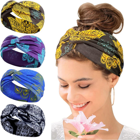 Wide Headbands for Women's Hair Headband Soft Head Bands Adult Women Hairband Turban Flower Cotton Head band Everyday Yoga Sport Fitness