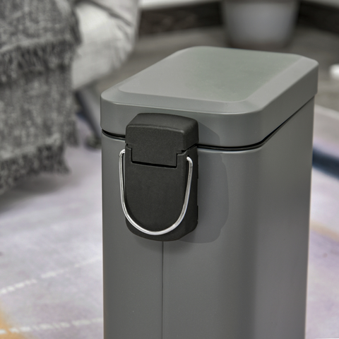Compact 5L Steel Trash Can with Quiet-Close Lid for Seamless Clean-Up