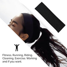 Load image into Gallery viewer, Premium 9 cm Wide Black Sweat Headband - 95% Cotton, 5% Lycra for Ultimate Comfort and Performance For Women &amp; Men Yoga Hair Bands Unisex Kylie Bandeau Sweatband