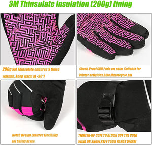 3M Thinsulate Thermal Gloves – Waterproof, Windproof & Touchscreen Winter Ski Gloves (-30°F Warmth)