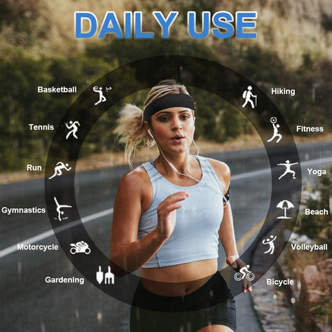 2 PCS Elastic Sports Headbands for Men/Women - With Inner Grip Strip to Keep Headband Securely in Place | Fits ALL HEAD SIZES | Sweat Wicking Fabric to Keep your Head Dry & Cool