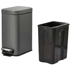 Compact 5L Steel Trash Can with Quiet-Close Lid for Seamless Clean-Up