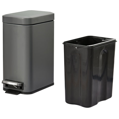 Compact 5L Steel Trash Can with Quiet-Close Lid for Seamless Clean-Up