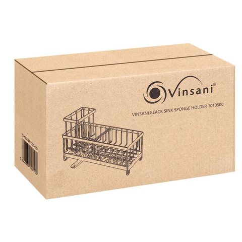VINSANI Black Sink Sponge Holder: Versatile Kitchen Organizer & Caddy