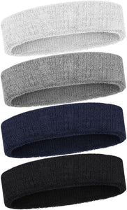2 PCS Elastic Sports Headbands for Men/Women - With Inner Grip Strip to Keep Headband Securely in Place | Fits ALL HEAD SIZES | Sweat Wicking Fabric to Keep your Head Dry & Cool