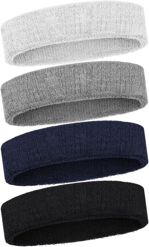 2 PCS Elastic Sports Headbands for Men/Women - With Inner Grip Strip to Keep Headband Securely in Place | Fits ALL HEAD SIZES | Sweat Wicking Fabric to Keep your Head Dry & Cool