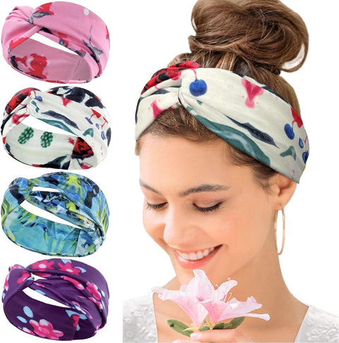 Wide Headbands for Women's Hair Headband Soft Head Bands Adult Women Hairband Turban Flower Cotton Head band Everyday Yoga Sport Fitness