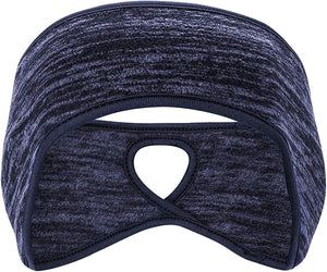 2 Pieces Running Headband Fleece Ear Warmers Headband with Ponytail Hole Thermal Ear Muffs for Sports Running Cycling Winter Headbands for Women Ladies Girls (Navy/Coffee)