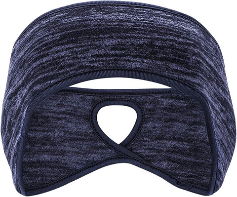 2 Pieces Running Headband Fleece Ear Warmers Headband with Ponytail Hole Thermal Ear Muffs for Sports Running Cycling Winter Headbands for Women Ladies Girls (Navy/Coffee)