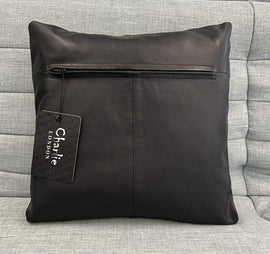 2 x Embroidery Black Leather Sofa Cushion Covers Home Decor