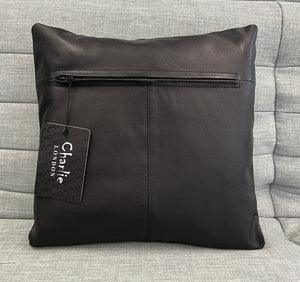 2 x Embroidery Black Leather Sofa Cushion Covers Home Decor