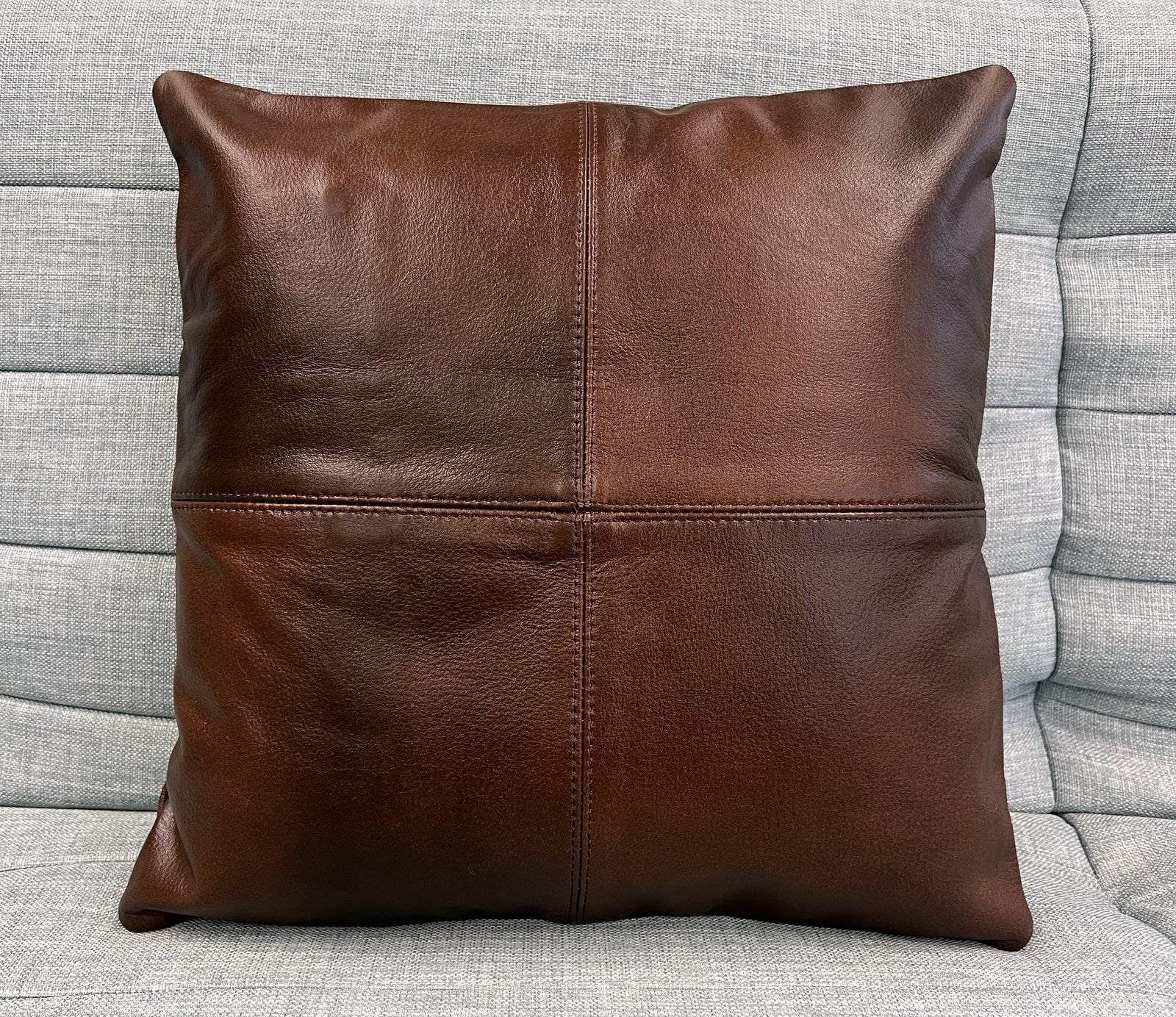 2X Vintage Brown Leather Sofa Cushion Covers Home Decor