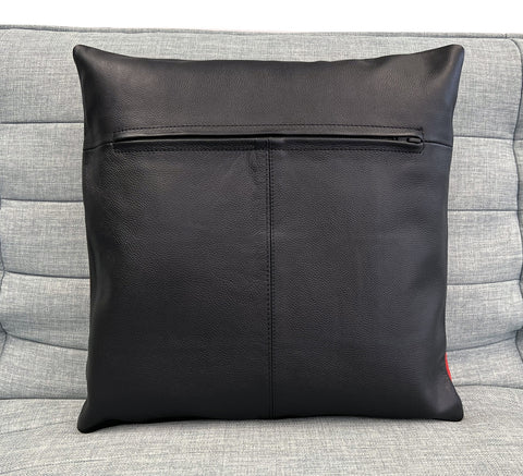 Set of Chequered Leather Cushion Covers