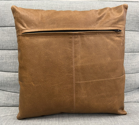 2x Embroidery Brown Vintage Leather Sofa Cushion Covers Home Decor