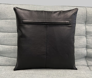 2x Black & White Flower Original Leather Cushion Covers