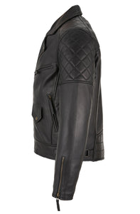 Mens Diamond Biker Style Leather Biker Jacket : Soltau