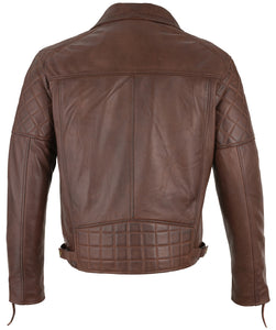 Mens Diamond Biker Style Leather Biker Jacket : Soltau