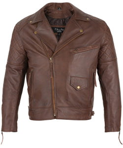 Mens Diamond Biker Style Leather Biker Jacket : Soltau