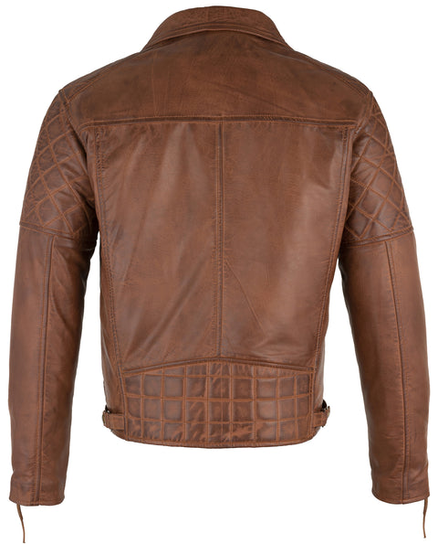 Mens Diamond Biker Style Leather Biker Jacket : Soltau