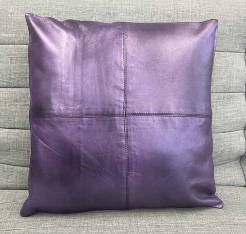 2x Genuine Metallic Leather Sofa Cushion Covers