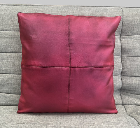 2x Genuine Metallic Leather Sofa Cushion Covers