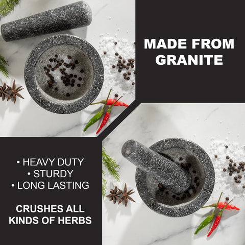 Premium Solid Granite Pestle & Mortar Set – Unleash Flavors in Your Kitchen!
