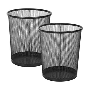 Vinsani 2-Pack Modern Black Mesh Trash Bins - Stylish & Minimalist Waste Baskets