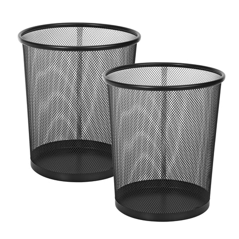 Vinsani 2-Pack Modern Black Mesh Trash Bins - Stylish & Minimalist Waste Baskets